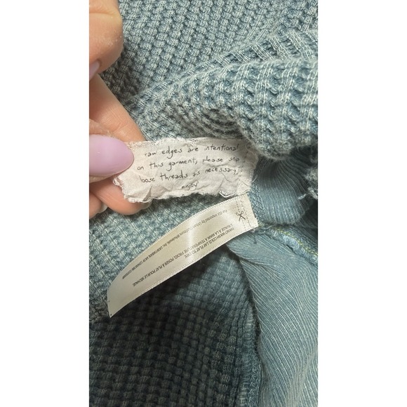 Free People FP One Ashton Zip Thermal Long Sleeve Relaxed Ribbed Blouse Top M - Picture 4 of 10